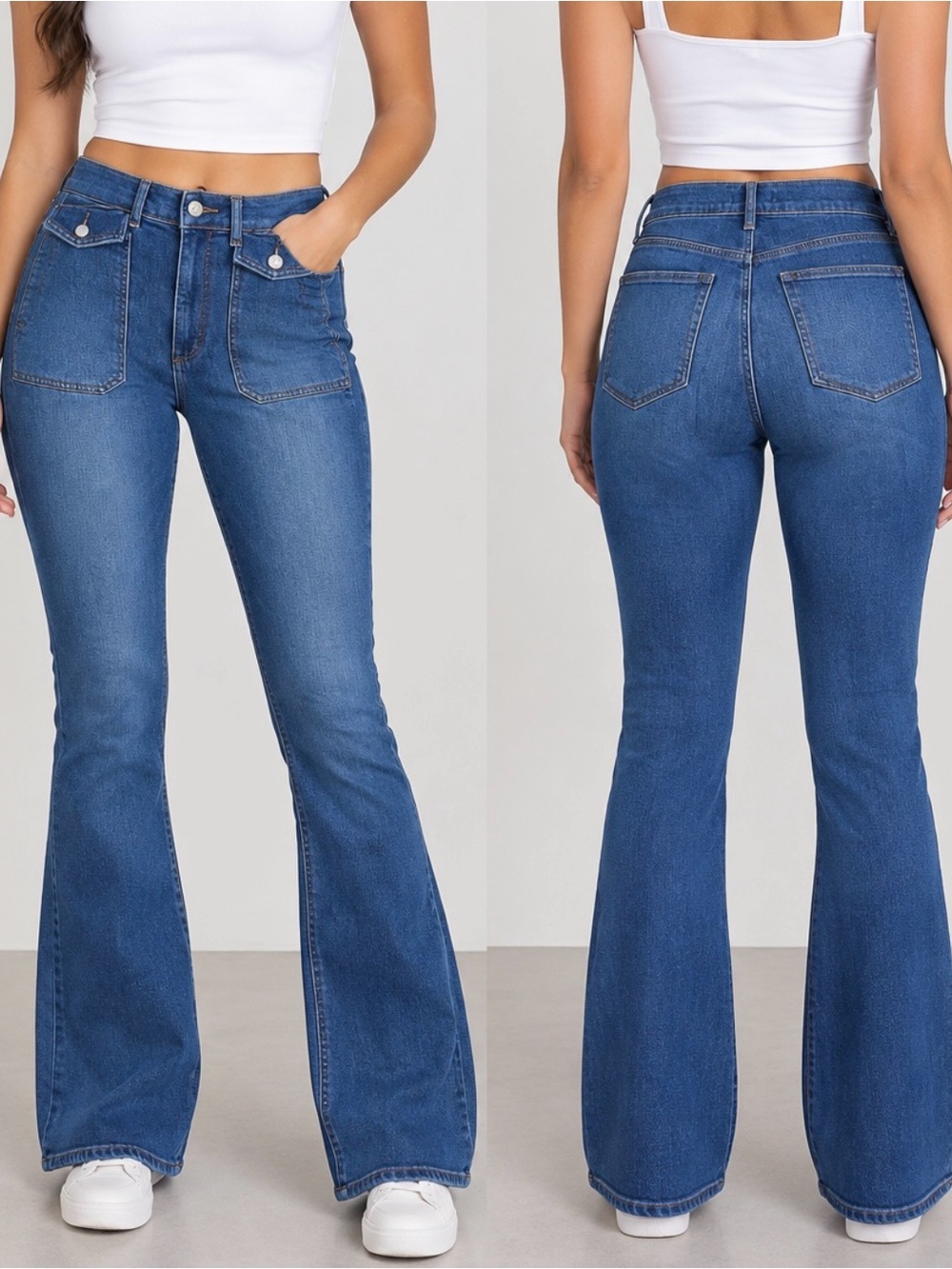 LOFT Medium Blue High-Rise Flare Jeans